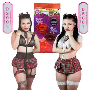 Disfraz Colegial NyB + Gummies Labios: ¡El Look Perfecto! - Disfraz Colegial NyB + Gummies Labios