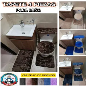 TAPETE DE BAÑO 4 PIEZAS: Elegancia y funcionalidad para tu baño - TAPETE DE BAÑO 4 PIEZAS