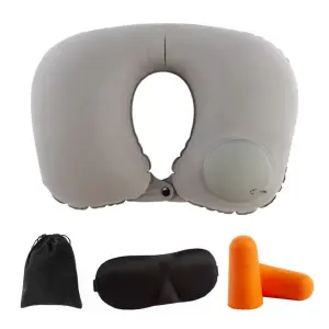 ALMOHADA DE VIAJE: ¡Descanso Perfecto en Cualquier Lugar! - ALMOHADA VIAJE TAPA OJOS, OIDO + ESTUCHE