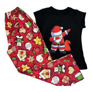 Pijama Navidad Papá Noel: ¡La comodidad navideña que necesitas! - pijama navidad papa noel camiseta negra
