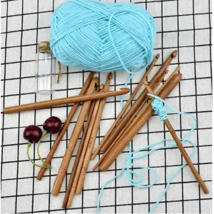 SET AGUJAS DE CROCHET X 12 EN BAMBÚ: El Juego Perfecto para Tus Proyectos - SET AGUJAS DE CROCHET X 12 EN BAMBÚ