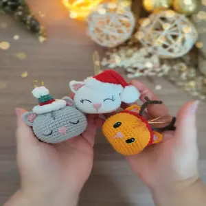 Set X6 esferas navideñas gatunas: ¡Decora tu Navidad con estilo felino! - Set X6 esferas navideñas gatunas