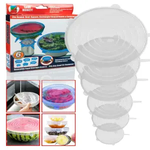 Tapas Elásticas de Silicona Multiusos (6 Unidades) - Tapa elastica silicona multiusos x 6und