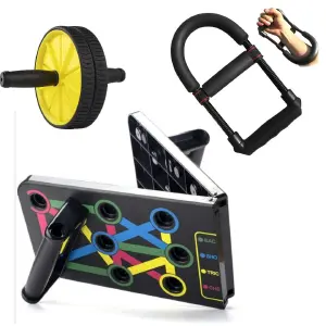 COMBO TABLA-RUEDA-EJERCITADOR MANO: Fortalece tus manos, muñecas y antebrazos - COMBO TABLA-RUEDA-EJERCITADOR MANO