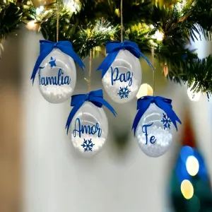 Bolas Navideñas Set X4 Con Deseo: ¡Un toque mágico para tu árbol! - Bolas Navideñas Set X4 Con Deseo