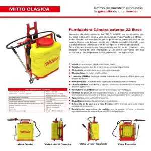Fumigadora Clásica Amarilla Mitto x 20L: La Solución Ideal para tus Necesidades de Pulverización - Fumigadora Clásica Amarilla Mitto x 20L
