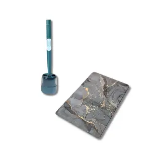 CEPILLO BAÑO CON BASE + TAPETE MARMOL: El Toque Final para tu Baño - CEPILLO BAÑO CON BASE + TAPETE MARMOL