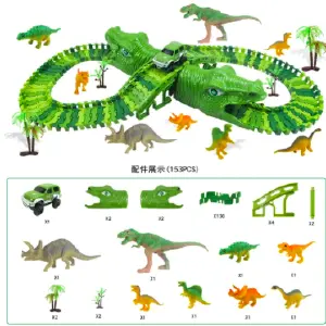 Pista de carreras de dinosaurio: ¡Aventuras a toda velocidad! - Pista dinosaurios 240 piezas