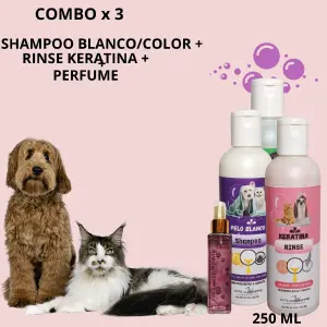 Champú Blanqueador para Mascotas: ¡Deja brillar el pelaje de tu amigo peludo! - SHAMPOO BLANC/COLOR+RINSE KERAT. +PERFUM