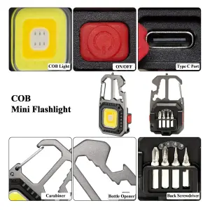 Mini Linterna Llavero Cob: ¡Ilumina tu Mundo! - Mini linterna Cob llavero multifunción
