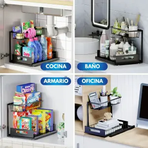 Organizador de Fregadero de 2 Niveles: ¡Maximiza tu Espacio! - Organizador Fregadero 2 Niveles Metal