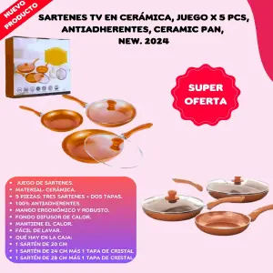 Sartenes TV en Cerámica: El Juego Perfecto para tu Cocina - Sartenes Tv En Cerámica, Juego X5 PCS, A