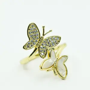 ANILLO DORADO MARIPOSAS CRISTAL BRILLANT