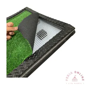 Baño con Tapete Absorbente para Mascotas - Baño con Tapete Sintético para Orina
