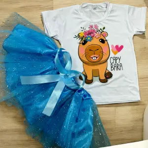 Conjunto Tutu Capibara Azul: ¡El atuendo perfecto para tu pequeña! - Conjunto tutu Capibara Azul