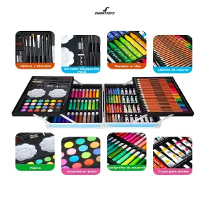 Kit De Arte Con Maleta De Lujo AZUL: ¡Libera tu creatividad en cualquier lugar! - Kit De Arte Con Maleta De Lujo AZUL