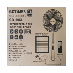 Ventilador Recargable Solar 16 Pulgadas: ¡Refrescate con Energía Limpia! - Ventilador Recargable Solar 16 Pulgadas