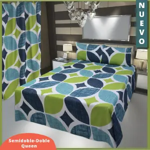 Kit Juego de Sábanas 1.40 + Cortinas: ¡Dale a tu dormitorio un toque de elegancia! - Kit Juego de sabanas 1.40 + Cortinas