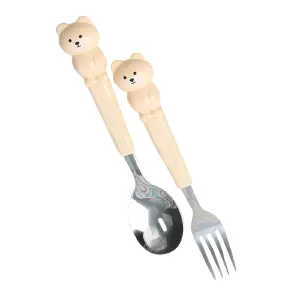 Set X2 Cubiertos Niños Portátil Oso Am: ¡La Hora de Comer se Vuelve Divertida! - Set X2 Cubiertos Niños Portatil Oso Am