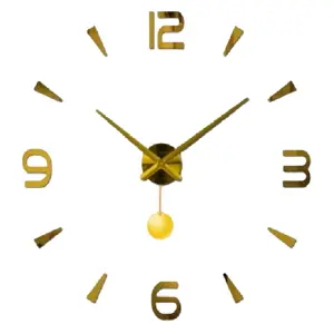 RELOJ 3D CON PÉNDULO GRANDE COLOR DORADO: Elegancia y Precisión en una Sola Pieza - RELOJ 3D CON PENDULO GRANDE COLOR DORADO